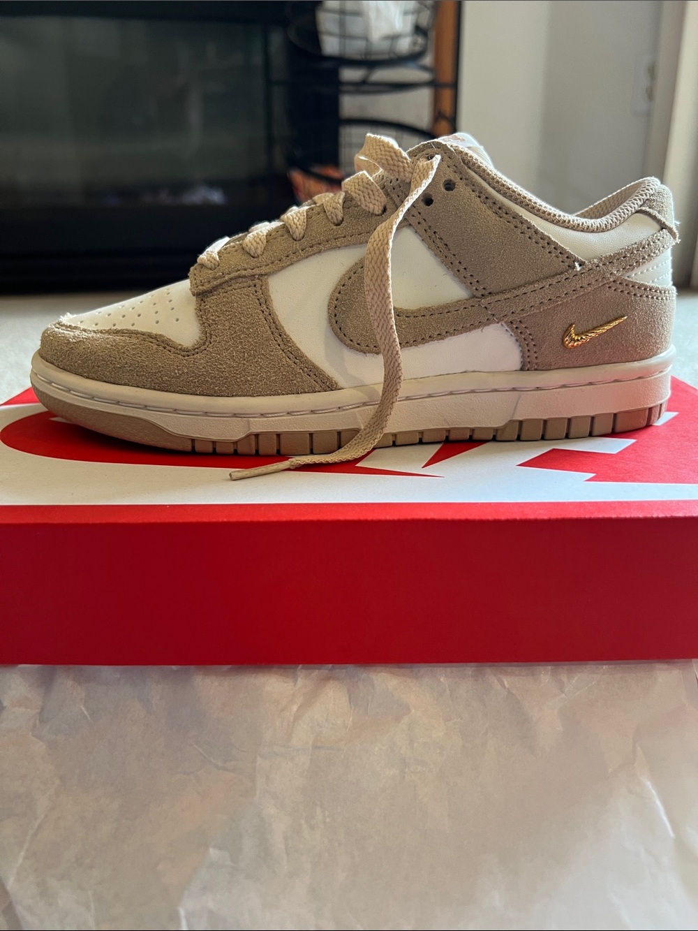 Nike Women’s Sail Metallic Gold Low Dunks